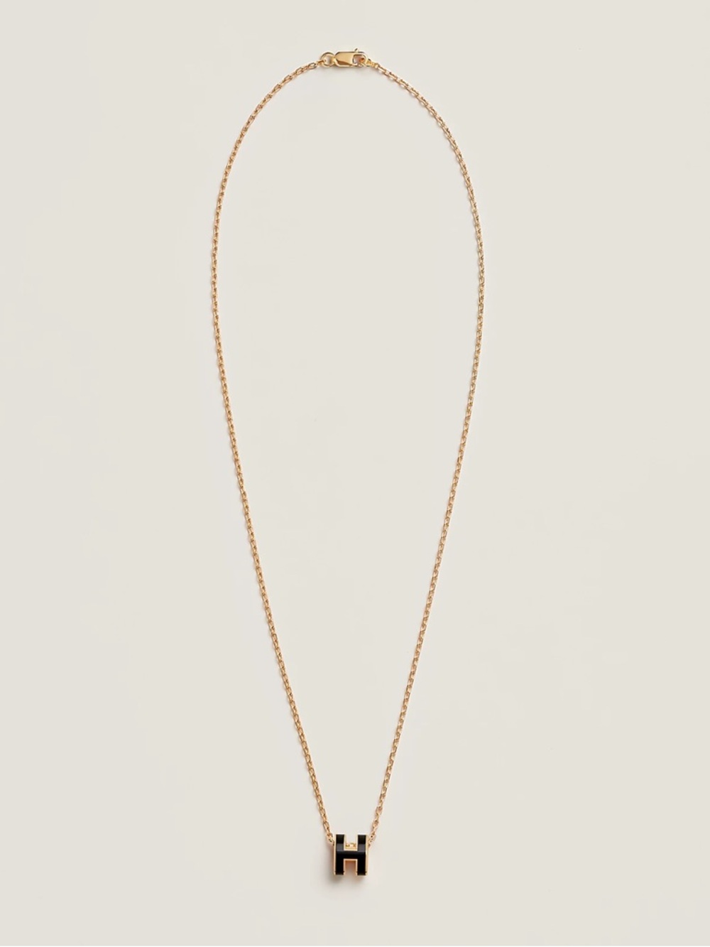 Auth HERMES Mini Pop H Pendant Necklace Black Noir Gold Hardware GHW - Picture 7 of 10